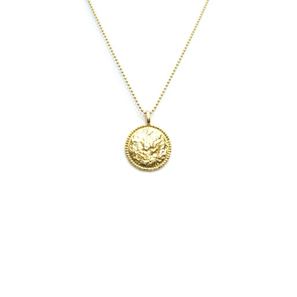 Beaded Hammered Disc Necklace (Made in California)